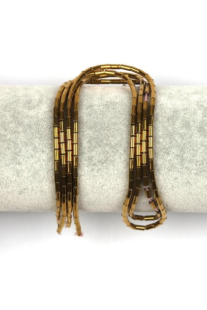 Gold Renk Hematit Dizi 2 x 4 mm Boru Kesim