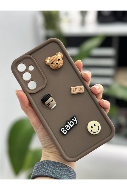 Samsung Galaxy A34 Compatible Chocolate Baby Design Silicone Case with Toy