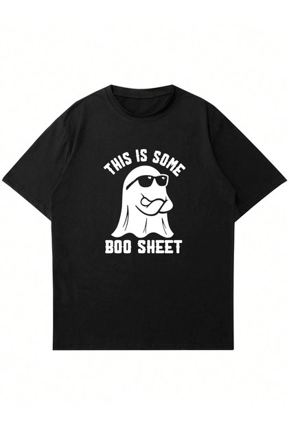 Unisex Crew Neck Boo Sheet Printed Oversize T-shirt