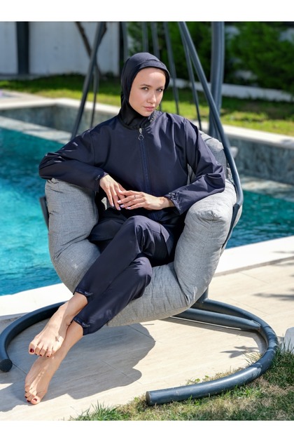 Fully Covered, Water Repellent, Quick Drying, Side Adjustable Zippered Hijab Swimsuit