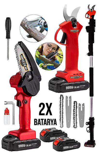 DOZZER Alman 2Li Set 999Vf 30Ah 3 Metre Teleskopik Akülü Dal Kesme