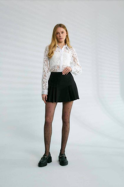 FREYA PİLİLİ ŞORT ETEK SİYAH