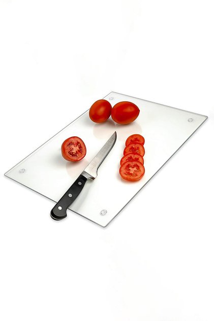 Transparent Glass Cutting Board, Transparent Silicone Leg, Presentation Cutting Chopping Plate, Tempered and Rodated