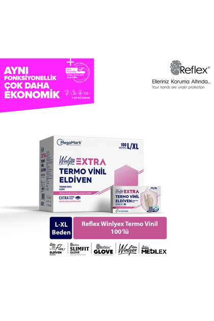 Winlyex Termo Vinil Eldiven 100'lü L-XL Beden