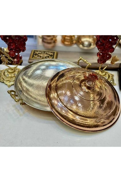 Bakır Kapaklı Kavurma Sacı & Tavası 40 cm