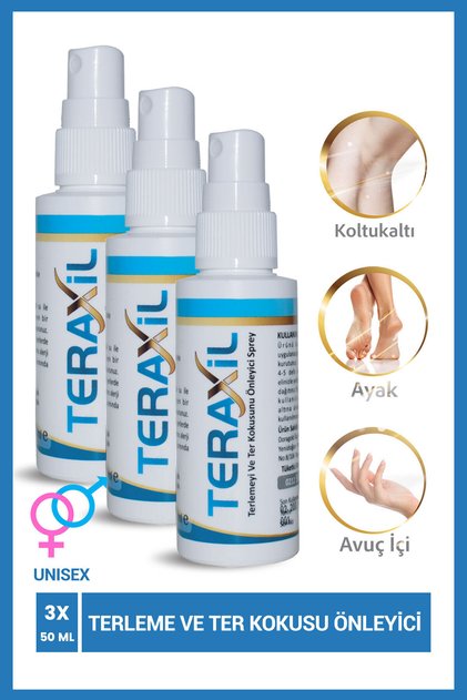 El, Ayak, Koltuk Altı Terleme Ve Ter Kokusu Önleyici Sprey Deodorant Antiperspirant Unisex 3 Adet