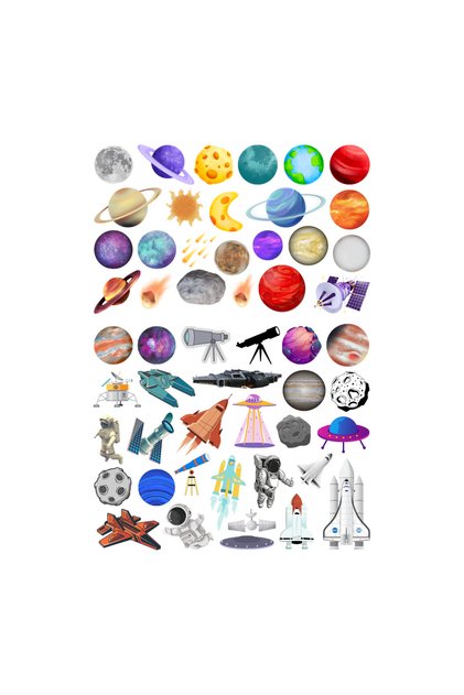 53Pcs Space Galaxy Sticker Set - Scrapbook Bullet Journal Sticker Set