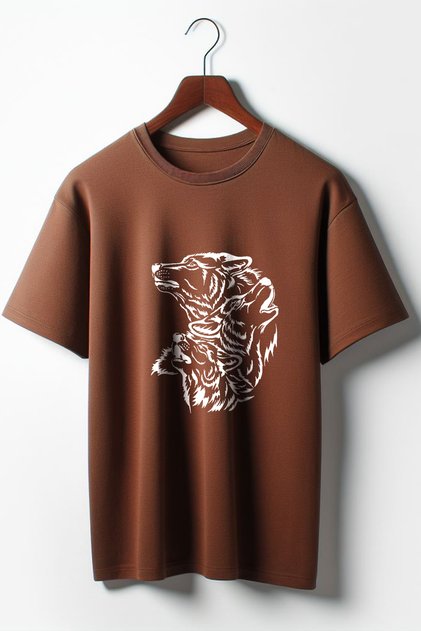 Wolf Printed Oversize Crew Neck Wide Fit Unisex T-Shirt