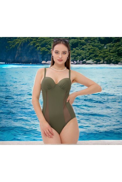 Plain Wide Adjustable Strap Swimsuit