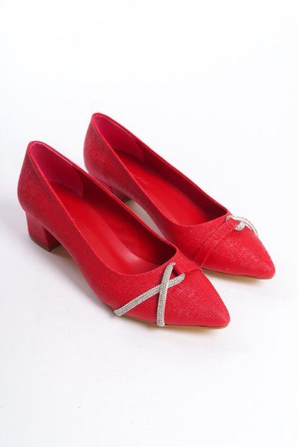 Large Size Heeled Classic Jewelled Casual Shoes