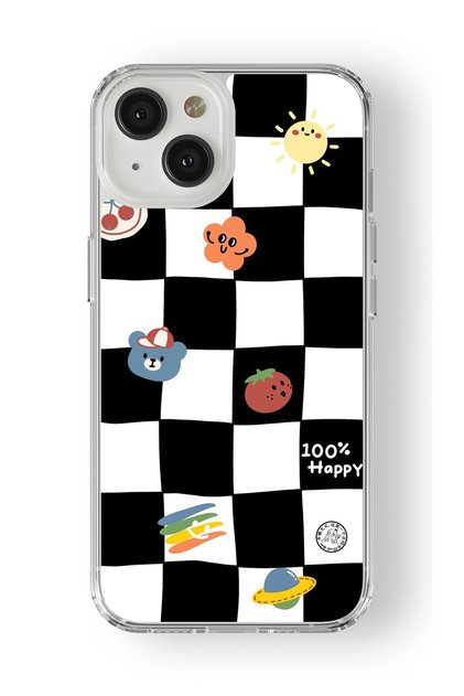 iPhone 15 Compatible Happy Sun Design Printed Transparent Case