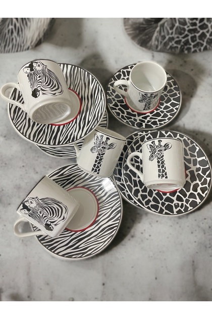 Artistic Quality Dekoratif Şık Tasarım Siyah Beyaz Zebra ve Zürafa