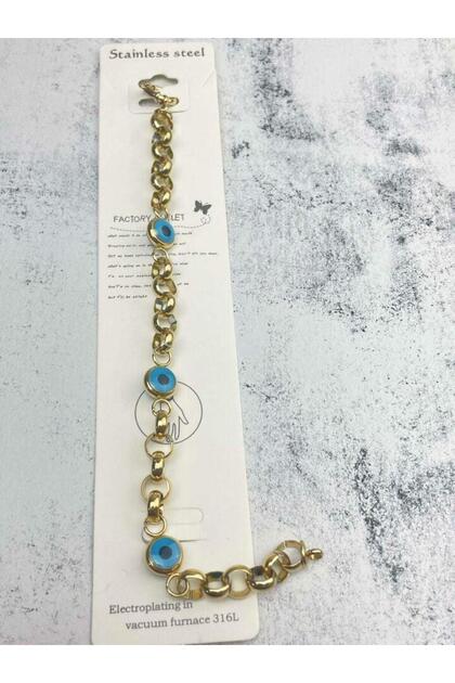 Steel Gold Color Jewellry Model Evil Eye Beaded Chain Women's Bracelet