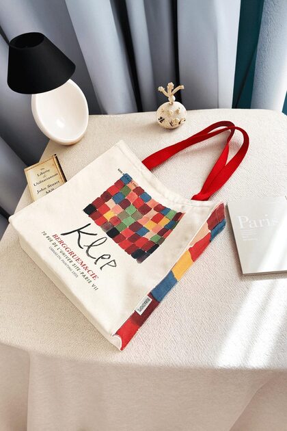 Klep Renkli Saplı Tote Bag Kanvas Çanta