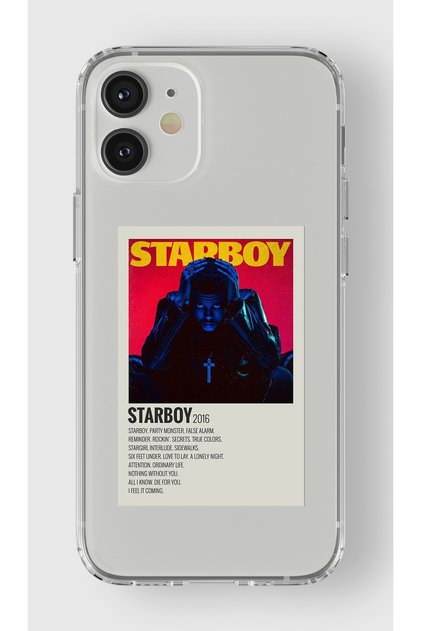 حافظة شفافة مطبوعة بتصميم ملصق بسيط متوافق مع هاتف Iphone 12 The Weeknd Starboy