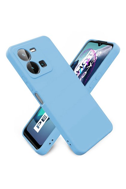Baby Blue Liquid Inside Velvet Silicone Case for Vivo Y22S