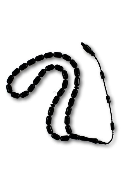 6 X 10 Mm Capsule Cut Genuine Erzurum Oltu Stone Plain Rosary with System and Caliper