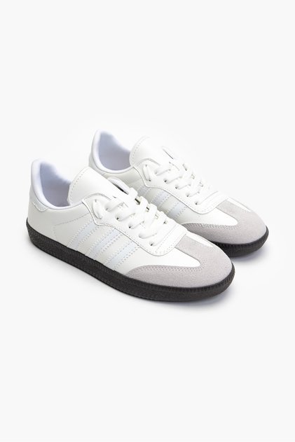 Return07 White Matte Flat Sole Lace-Up Women's Sneakers