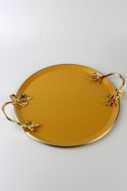 Metal Forged Tray Serving Tray 30cm Yellow Gilt