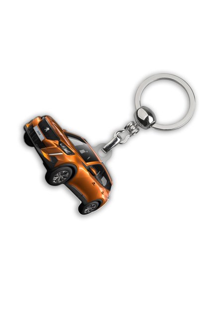 Метален оранжев Peugeot 2008 ключодържател с капков принт - хромиран