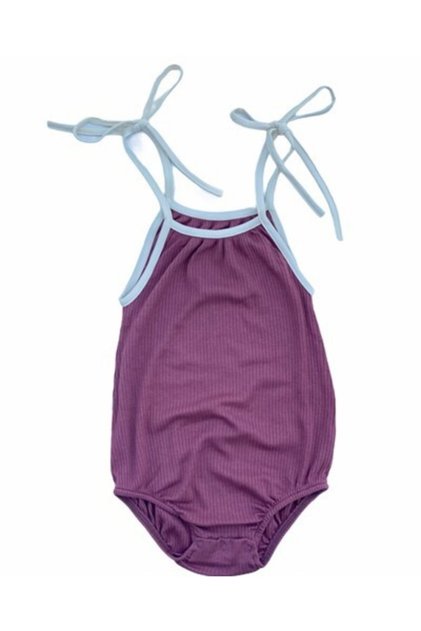 String Ribbed Romper Dried Rose