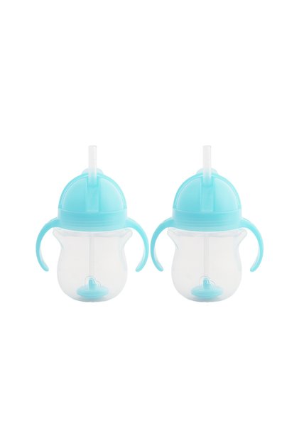 Tıklama Kilitli Uçlu Pipetli Alıştırma Bardağ Mavi ,6ay ,207ml,2li Paket