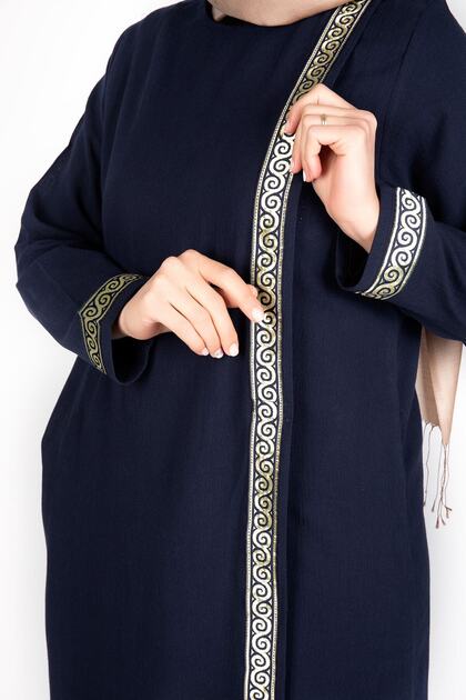 Women's Şile Cloth Navy Blue Abaya or Prayer Dress