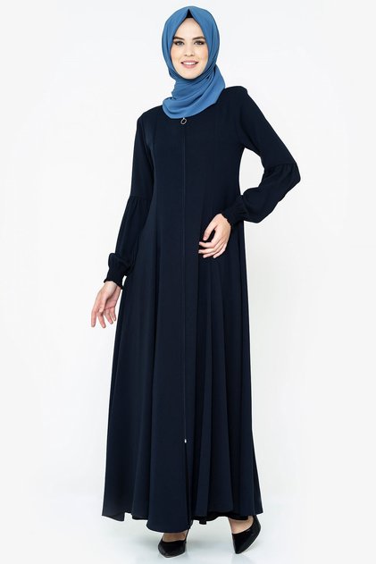 Navy Blue Alya Flared Ferace - Zippered, Model 668-1