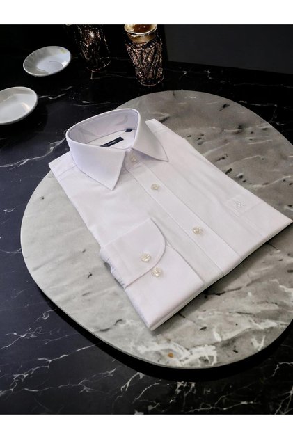 Elvio Regular Fit(KLASİK KALIP) %100 Pamuk Beyaz Gömlek
