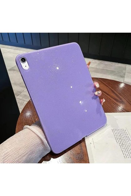 Apple iPad Air 10.9 2022 (5. Nesil) Uyumlu Tablet Kılıf Simli Işıltılı Renkli Parlak Silikon Kapak