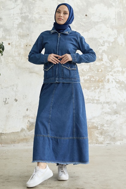 Pearl Skirt Suit - Dark Blue