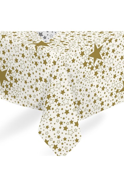Fiber Lined Pvc Tablecloth 140X200Cm Erasable Liquid Proof Stain Resistant Gold Star