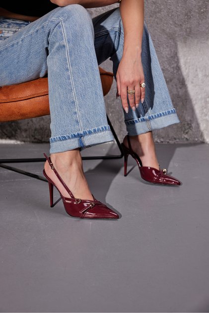 Lani Buckle Detailed Cherry 10 cm Women's Stiletto, High Heels