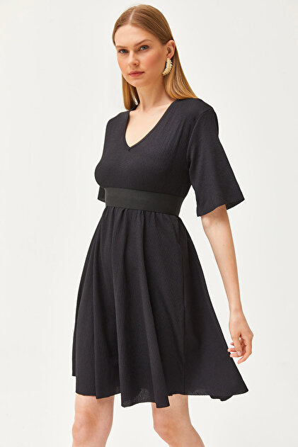 knee length dresses for ladies SOLID LONG SLEEVE ELASTIC WAIST WRAP MINI DRESS – Riah Fashion