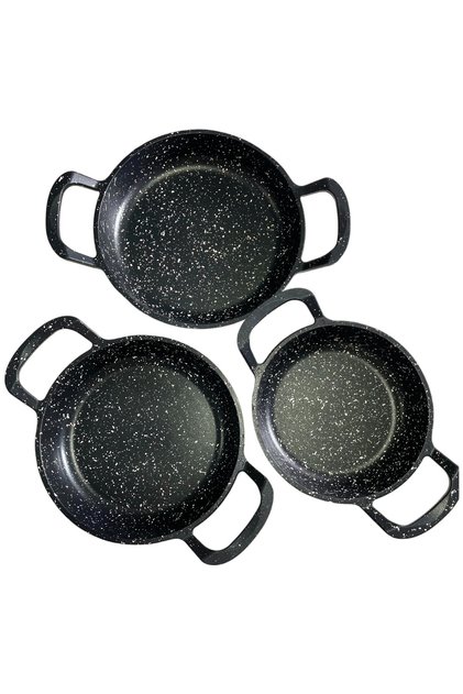 DMR life Set of 3 Cast Black Granite Sahan Pan 22CM-20CM-18CM