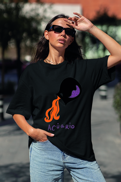 تي شيرت TREND بطبعة برج الدلو كبير الحجم للجنسين 065781-81347