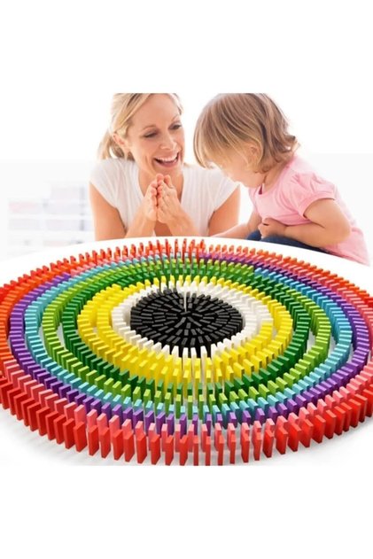 Ahşap Domino Taşları 100 Parça Renkli Eğitici Oyuncak Domino