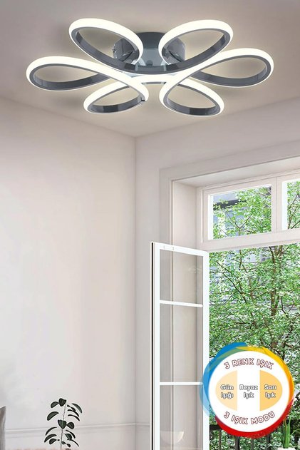 Elvis Modern Füme Plafonyer Tavana Sıfır 3 Renk Işık Salon Mutfak Yatak Odası Led Avize