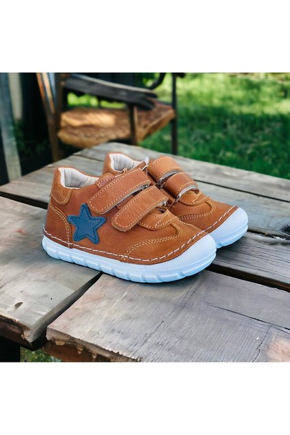 Leather Orthopedic Sole Star Detailed Baby Boy First Step Shoes