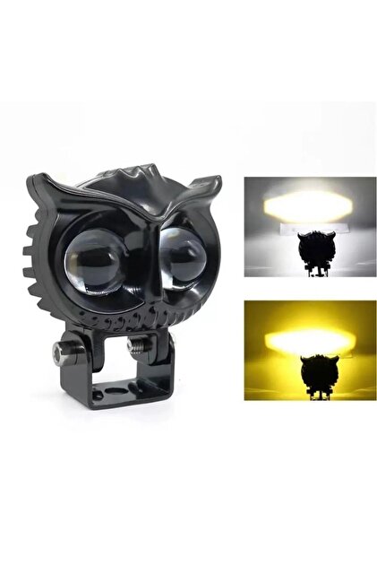 Tiger Marketing Baykuş Sis Farı 2,5 Inç Sarı-beyaz Sabit Mod Araç Motosiklet 1 Adet Metal,