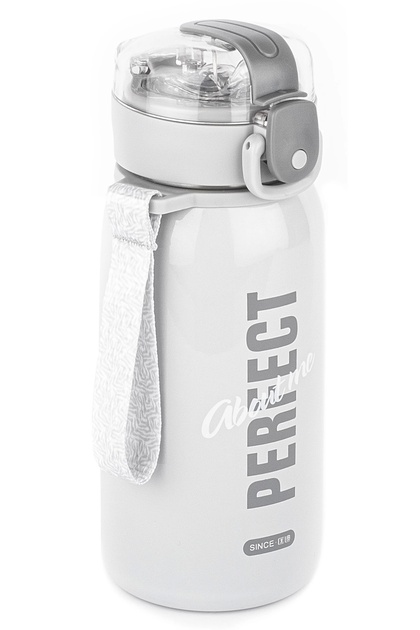 060-01-OKADI GRİ PERFECT YAZILI PİPETLİ PASLANMAZ ÇELİK TERMOS 420ML
