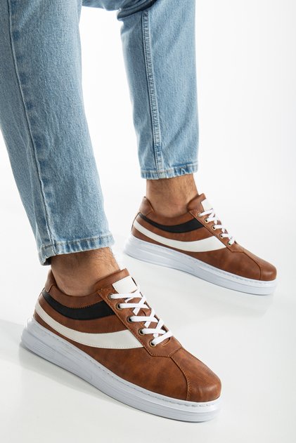 Men's Light Brown Colored Daily Comfortable Stitched Lightweight Poly Sole Walking Guaranteed Sports Shoes