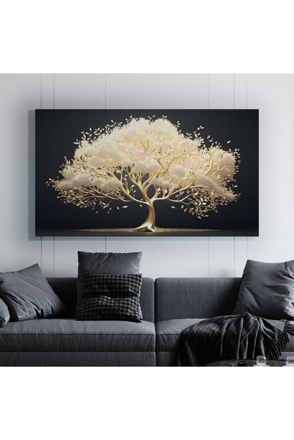 Wisteria Çiçeği Ağacı Dekoratif Kanvas Duvar Tablo