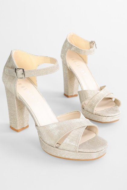 Women's Giselle Gold Glitter Platform Heeled Shoes