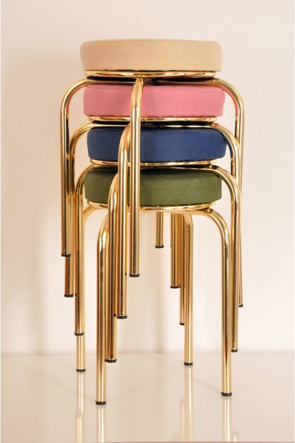 4 Piece Colorful Thai-3 Feather Gold Octopus Stool Kitchen Stool Iron Stool