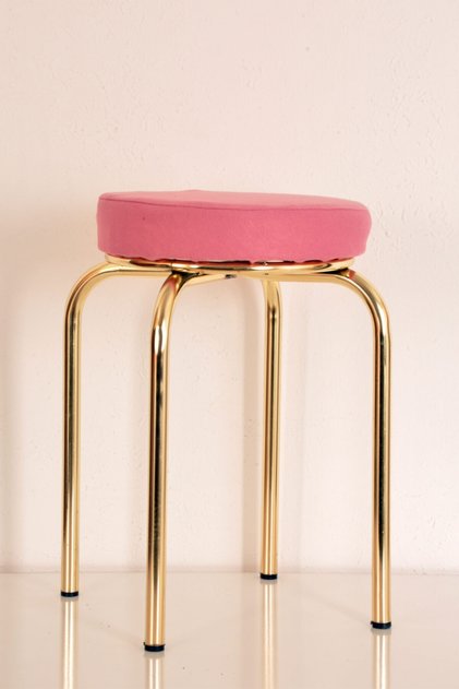 Pink Thai Feather Gold Profile Stool Metal Stool Kitchen Stool Thick Stool