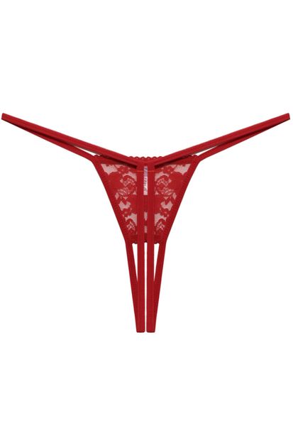 Liona Kadın Özel Bölgesi Ağı Açık Dantelli Fantazi Iç Giyim Fantezi String Tanga - 2