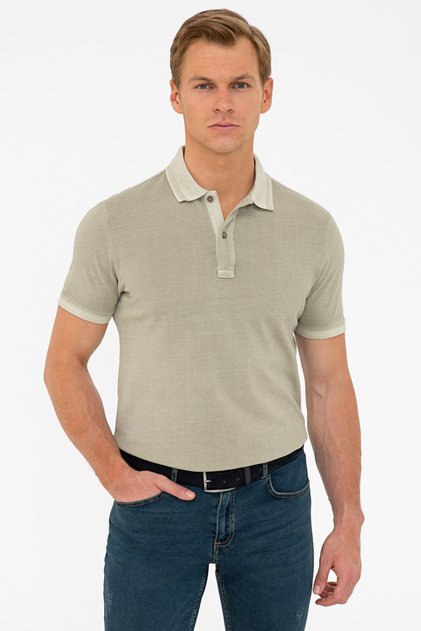 Light Green Slim Fit Polo Collar T-Shirt