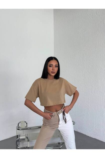 Düz Oversıze Crop ( Pamuk Polyester ) 30/1 Suprem Kumaş Oversıze Kalıp