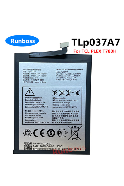 Alcatel TCL PLEX T780H için Uyumlu 3.85V 3820mAh Batarya TCL 10L Plex TLp037A7